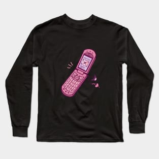 Y2K flip phone pink  kawaii phone Long Sleeve T-Shirt